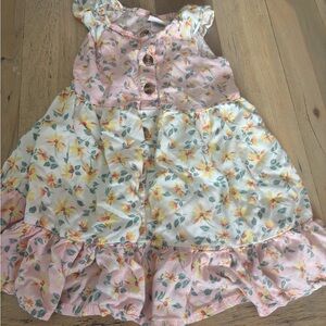 Floral Pink and White Kids Dress